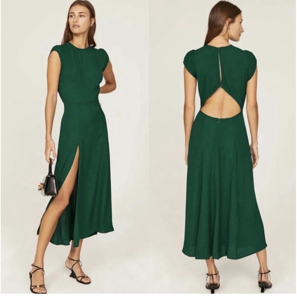 Reformation Gavi Dress Size 0 Forest Green Midi‎ Maxi